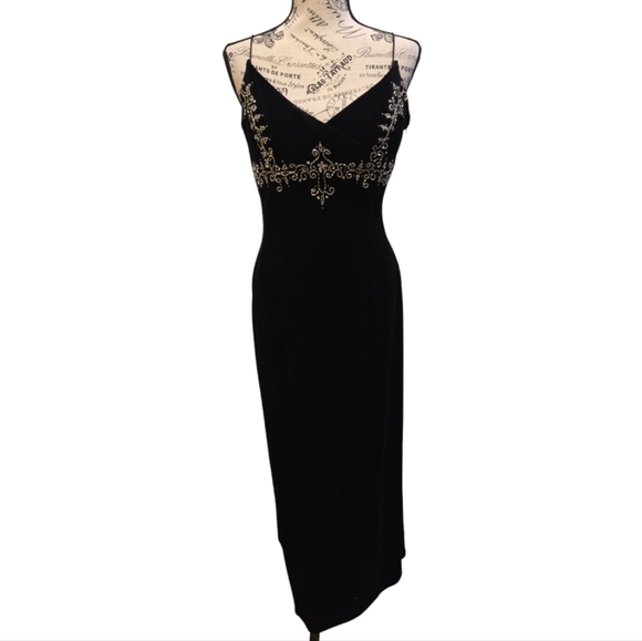 Vintage Dave & Johnny By Laura Ryner Elegant Black Velvet Evening Dress … - Picture 3 of 8